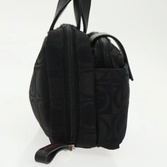 Salvatore Ferragamo Hand Bag Nylon Silver Black Auth am7194 - Picture 6 of 16